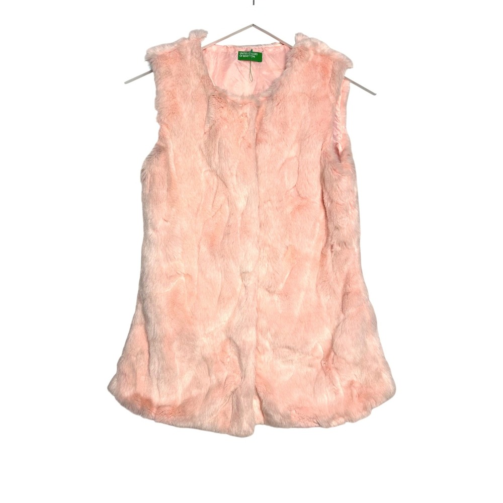 United Colors of Benetton Pink Faux Fur Vest Sleeveless Jacket EL XL